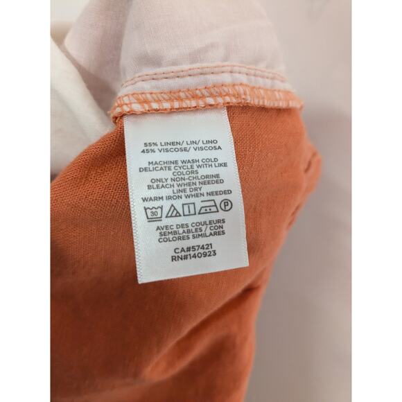 Loft Linen Shorts Womens Medium Orange High Rise Tie Elastic Waist EUC - Picture 6 of 7